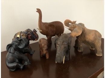 Small Wooden Elephant Figurine Collection