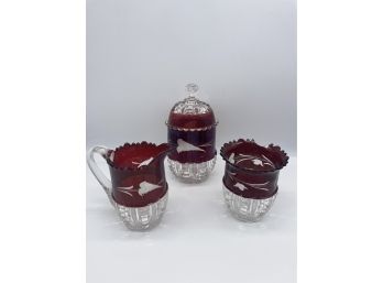 Vintage Ruby Red Glass Pieces.