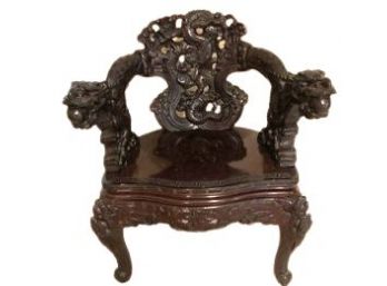 Gorgeous Wood Carved Decorative Chair (27 1/2 X 19 1/2 X 33)