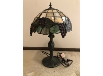 Small Gorgeous Stained Glass Table Lamp With Metal Base (19 1/2 Inches Tall)