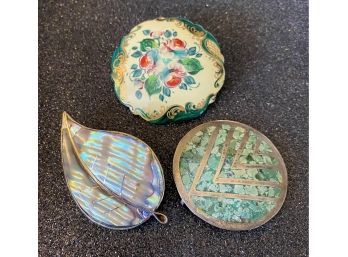 Brooches / Pins: Two Sterling Pins, One From TAXCO Mexico 925