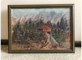 Home And Nature Painting With Green Wooden Frame (15 1/2 X 12)