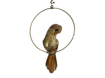 Vintage Bustamente Mixed Metal Parrot Hanging Sculpture