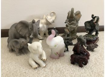 Ceramic And Glass Small Elephant Figurine Collection