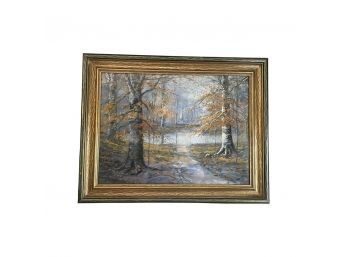 Autumn Tree Painting By Signed Artist W.A. Eyden Jr.  In Bottom Corne