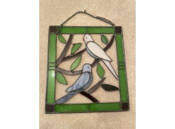 Lovely Stained Glass Hanging Decor Of Two Birds