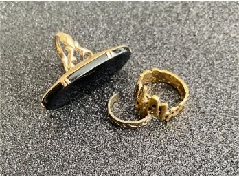 (3) Antique Rings, Gold Color Ring Marked Sum-spec