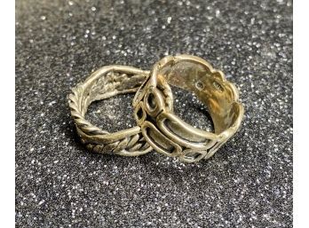 (2) Silver Color Rings, One Ring With 925 Marking On Inside