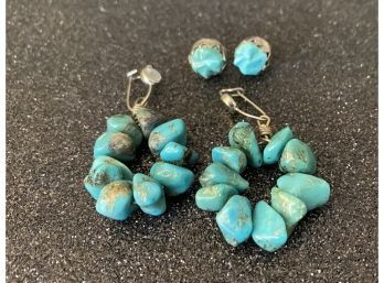 (2) Pairs Of Turquoise Earrings