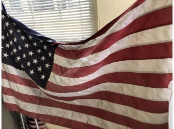 Two American Flags, Flagpoles Included (Somewhat Worn)