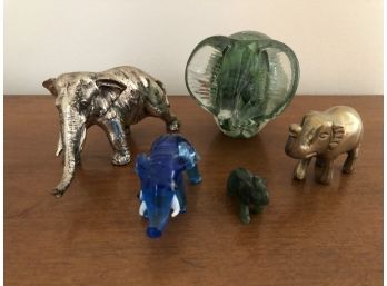 Metal And Glass Small Elephant Figurine Collection