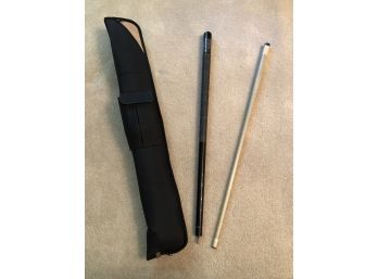 Yiking Black Wooden And Marbled Pool Cue And Plush Carrying Case (58 Inches)