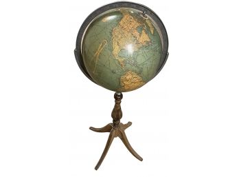 Vintage Globe With Wooden Stand (35in Tall)