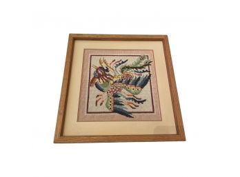 Embroidered Bird Framed Artwork