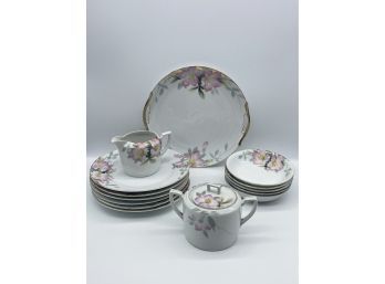 Floral Designed Noritake China Set. 6 Small Plates, 5 Bowls, And Sugar/cream Dishes