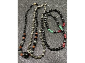 (3) Alike Beaded Necklaces, Various Lengths