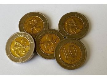 (5) Hong Kong China Coins, Ten Dollars, 1994