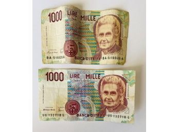 (2) Bank Notes, Italy, 1000 Lire Mille