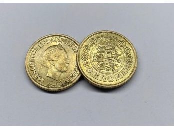 (2) 1990 Danish 20 Kroner Coins
