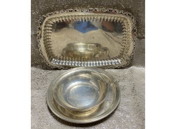 Sterling Silver Bowls And Plate, Total Weight 1 Pound 2.9 Oz