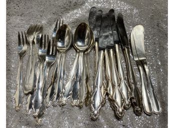 Beautiful Antique Flatware Set With Forks, Knives And Spoons