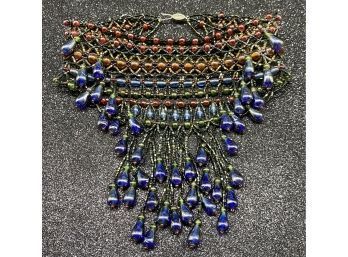 Stunning Multicolor Beaded Turtleneck Necklace