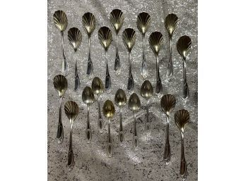 Large Collection Of Antique Silver Plates Flatware, Spoons