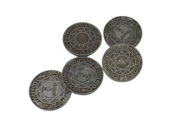 (5) 5 Francs From Morocco. Aluminum Coins