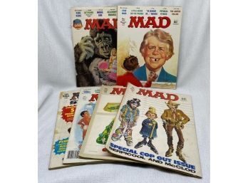 (6) 1970s Issues Of MAD Comics / Magazines. Includes Special Cop Issue!