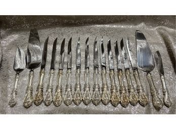 Reed And Barton Silver Flatware, Steak Knives. Stainless Steel Blade And Sterling Handle