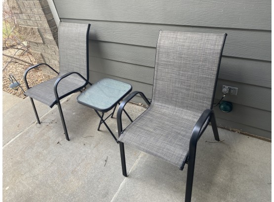 Grey Outdoor Patio Set- Includes Two Chairs And A Table