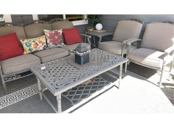 Lovely Patio Set-metal. Includes Couch, Two Chairs, Center Table, 2 Side Tables