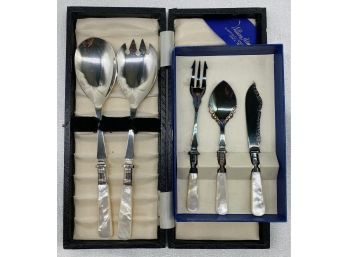 Two Flatware Sets With Mother Of Pearl Handles