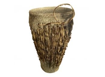 Djembe Drum With Real Animal Fur And Organic Materials. Stands 11.5 Inches