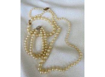Pearl Necklace And Two Pearl Bracelets