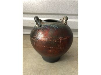 Small Raku Pottery Pot Includes Biography Of Clay Cellar