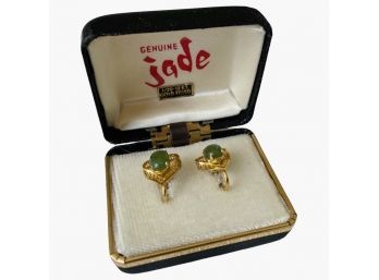Genuine Jade Earrings, 1/20 - 12K Gold Filled