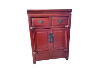 Beautiful Small Chinese Red Lacquer Cabinet