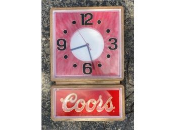 Lighted Coors Beer Sign And Clock, 14 X 20 Inches