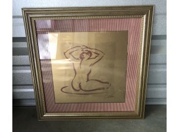 Gold Figure Drawing Poster Framed (19 X 19)