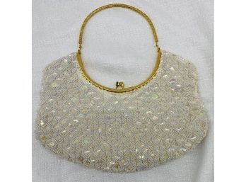 Antique Beaded Handbag With Silk Interior