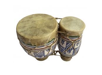 Moroccan Ceramic Drum Set, Stands 7 Inches