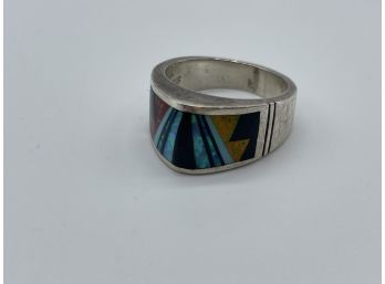 Gorgeous Multi-colored STERLING Ring. Weighed At .315oz