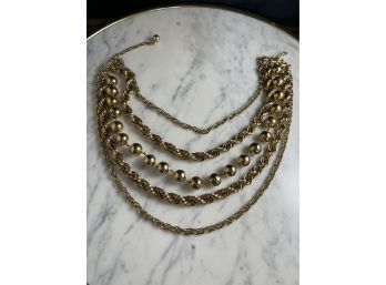Gorgeous Gold Colored Necklace With Matching Bracelet