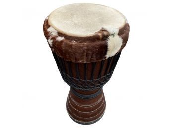 World Tribal Djembe Lined With Fur In Carrying Case