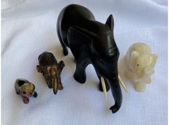 Collection Of Hand Crafted Elephant Figurines: Wood, Stone And More Materials