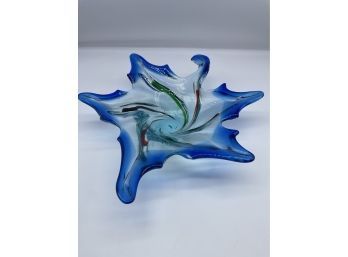 Twisted Glass Decorative Bowl With Multiple Colors