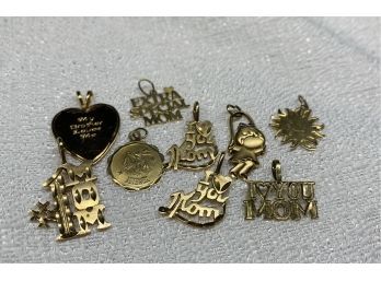 Various 14K Gold Charms. Total Weight 0.191 Oz
