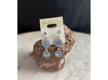 Beautiful Blue Rhinestone Earrings, Bella