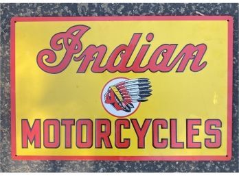 Vintage Indian Motorcycle Metal Sign, 17 X 11 Inches